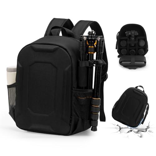 YaKuss Hard Shell Camera Backpack, Shockproof Camera Bag Case with Tripod Strap, for 14" Laptop, Camera Backpacks for Photographers,for Canon Nikon Sony SLR DSLR Mirrorless Camera, Lenses, M, Black