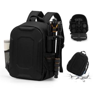 YaKuss Hard Shell Camera Backpack, Shockproof Camera Bag Case with Tripod Strap, for 14" Laptop, Camera Backpacks for Photographers,for Canon Nikon Sony SLR DSLR Mirrorless Camera, Lenses, M, Black