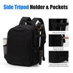 YaKuss Hard Shell Camera Backpack, Shockproof Camera Bag Case with Tripod Strap, for 14" Laptop, Camera Backpacks for Photographers,for Canon Nikon Sony SLR DSLR Mirrorless Camera, Lenses, M, Black
