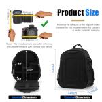 YaKuss Hard Shell Camera Backpack, Shockproof Camera Bag Case with Tripod Strap, for 14" Laptop, Camera Backpacks for Photographers,for Canon Nikon Sony SLR DSLR Mirrorless Camera, Lenses, M, Black