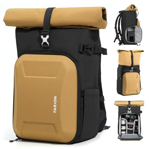 TARION Hardshell Large Camera Backpack - Expandable Camera Bag for Photographers with 16" Laptop Compartment & Side Access & Rain Cover(XH Gold)
