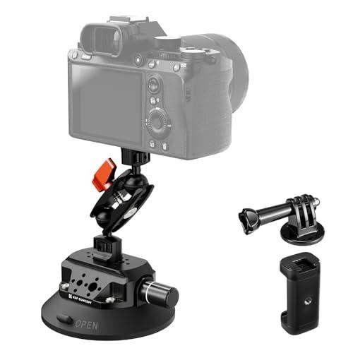 K&F Concept 4.5" Suction Cup Camera Mount with Magic Arm, ARRI Style 1/4" 3/8" Threads, Quick Release Car Mount Compatible with Gopro DJI Insta360 for DSLR Action Camera Phone Video Shooting