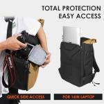 TARION Hardshell Large Camera Backpack - Expandable Camera Bag for Photographers with 16" Laptop Compartment & Side Access & Rain Cover(XH Gold)