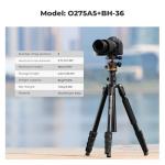 K&F Concept 75.6 inch Camera Tripod, Heavy Duty DSLR Tripods with 360 Degree Ball Head Load Capacity 17.6lbs, Detachable Monopod, Cellphone Clip for Smartphone O275A5+BH-36
