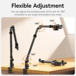 ULANZI ZJ02 Camera Desk Mount Overhead Magic Arm, 98cm/38.6inch Aluminum Adjustable Articulating Arm with 1/4" Ball Head for Cameras DSLR Lights Mount for Live Streaming/Photo Video Shooting