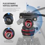 NEEWER 74" Video Tripod with Adjustable Damping Fluid Head, Metal Heavy Duty Dual-Mode QR Plate Compatible with DJI RS Gimbals, Flexible 360° Pan&+90°/-75° Tilt, Max Load 22lb/10kg, TP75