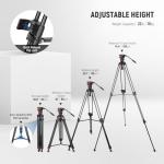 NEEWER 74" Video Tripod with Adjustable Damping Fluid Head, Metal Heavy Duty Dual-Mode QR Plate Compatible with DJI RS Gimbals, Flexible 360° Pan&+90°/-75° Tilt, Max Load 22lb/10kg, TP75