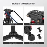 NEEWER 74" Video Tripod with Adjustable Damping Fluid Head, Metal Heavy Duty Dual-Mode QR Plate Compatible with DJI RS Gimbals, Flexible 360° Pan&+90°/-75° Tilt, Max Load 22lb/10kg, TP75
