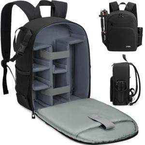 IPEB Camera Backpack for DSLR/SLR/Mirrorless Bag Professional Waterproof Camera Case 11"X5.9"X15" for Photographers Grey