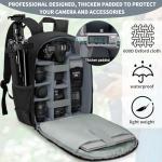 IPEB Camera Backpack for DSLR/SLR/Mirrorless Bag Professional Waterproof Camera Case 11"X5.9"X15" for Photographers Grey