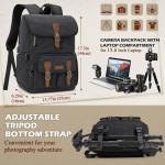 RAINSMORE Camera Bag Backpack for DSLR/SLR Mirrorless 15.6 Inch Laptop Camera Back Pack for Photographers Anti-Theft Photography Bags Case with Tripod Holder & Rain Cover, Black