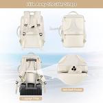 Sinaliy Travel Backpack for Women, Expandable 40L Carry on Flight Approved Backpack, 17 Inch Laptop Waterproof Travel Bag for College, Travel, Work, Beige