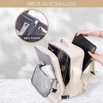 Sinaliy Travel Backpack for Women, Expandable 40L Carry on Flight Approved Backpack, 17 Inch Laptop Waterproof Travel Bag for College, Travel, Work, Beige