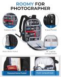 BAGSMART Small Camera Bag for DSLR, Waterproof Camera Backpacks for Photographers, Camera Case with 14" Laptop Compartment, Black