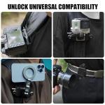 Camera Clip Backpack Clip with Quick Release Plate, Aluminum Backpack Strap Camera Mount Holder with QR Clamp System for Canon, Sony, Nikon, Fuji, DSLR, Action Cameras (Black)