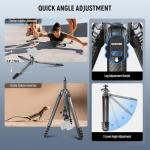 NEEWER LITETRIP LT38 61" Travel Tripod Carbon Fiber for Camera, 360° Pan Tilt Low Profile Ball Head, Flexible Center Axis, Arca QR Plate Compatible with Peak Design Tripod Clip V3, Max Load 22lb