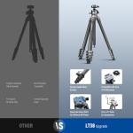 NEEWER LITETRIP LT38 61" Travel Tripod Carbon Fiber for Camera, 360° Pan Tilt Low Profile Ball Head, Flexible Center Axis, Arca QR Plate Compatible with Peak Design Tripod Clip V3, Max Load 22lb