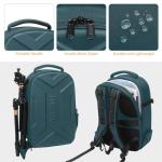 MOSISO Camera Backpack, DSLR/SLR/Mirrorless Photography Camera Bag Waterproof Artistic Geometric Hardshell Case with Tripod Holder&15-16 inch Laptop Compartment for Canon/Nikon/Sony, Teal Green