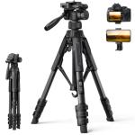 Lamicall Camera Tripod - 17.6LBS Max Load Tripod for Camera with Rapid Leg Deployment Phone Tripods for Video Recording Photo Vlog, 67" Camera Stand with Phone Holder & Carry Bag for DSLR iPhone GoPro