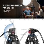 NEEWER 79"/2m Video Camera Tripod with Fluid Head, One Step Quick Release Aluminum Heavy Duty Tripod Stand with QR Plate Compatible with Canon Nikon Sony DSLR Camera Camcorder, Max Load 17.6lb, LL38