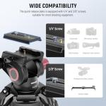 NEEWER 79"/2m Video Camera Tripod with Fluid Head, One Step Quick Release Aluminum Heavy Duty Tripod Stand with QR Plate Compatible with Canon Nikon Sony DSLR Camera Camcorder, Max Load 17.6lb, LL38