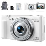 4K Digital Camera for Photography, 72MP Vlogging Camera for YouTube, Autofocus Digital Cameras with 270° Flip Screen, 18X Digital Zoom Point and Shoot Cameras with 64GB TF Card & Battery, Carry Bag