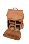 Ruby Camera Backpack – Sleek, Durable Vegan Leather Bag with Gear Dividers, Laptop Compartment, and Side Access for Cameras & Gear, Brown