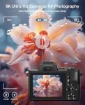 8K Digital Cameras for Photography - Autofocus 88MP WiFi Profession Camera with Dual-Lens - 16X Digital Zoom Photography Camera for YouTube with Lens Hood, Touch Screen, 2 Batteries & Charging Stand