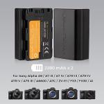 K&F CONCEPT NP-FZ100 2280mAH Battery and Dual Slot Charger Set for Sony A7iii, A7iv, A7C, A6700, A6600, ZV-E1, ZV-E10ii, FX3, FX30, A9, Alpha 9, Alpha 9S, A9S, A7R3, A7R4 Camera Batteries