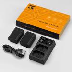 K&F CONCEPT NP-FZ100 2280mAH Battery and Dual Slot Charger Set for Sony A7iii, A7iv, A7C, A6700, A6600, ZV-E1, ZV-E10ii, FX3, FX30, A9, Alpha 9, Alpha 9S, A9S, A7R3, A7R4 Camera Batteries