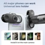 Andoer 400MM Phone Telephoto Lens for Smarphone Zoom Lens with Universal Lens Clip Cleaning Cloth Storage Bag for Hiking Camping Wildlife Observation Moon Sports Game Concert Watching