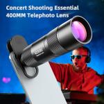 Andoer 400MM Phone Telephoto Lens for Smarphone Zoom Lens with Universal Lens Clip Cleaning Cloth Storage Bag for Hiking Camping Wildlife Observation Moon Sports Game Concert Watching