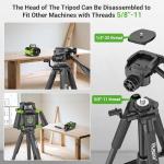 Huepar Tripod 50-inch Extendable Height Tripod Use with Laser Level, Point Lasers, Lazer Distance Measures, 1/4" and 5/8" Thread Mount for for Varieties Tools, Outdoor and Indoor T13A