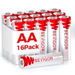 BEVIGOR Lithium Batteries AA Size 16 Pack 1.5V Longer Lasting Double A Battery for Blink Camera, Trail Camera, Security Alarm System, Remote Controlled Vehicle Batteries【Non-Rechargeable】