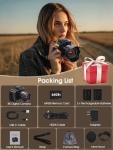 8K Digital Camera, 88MP Cameras for Photography with WiFi & Touch Screen, 16X Zoom Vlogging Camera for YouTube Video, Autofocus & Anti-Shake, Dual Camera, 2 Batteries, 64GB Card, Flash, Lens Hood