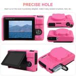 Canboc Case for Canon PowerShot SX740 SX730 HS Digital Camera, 1* Hard Carrying Case + 1* Soft Silicone Protective Cover with Removable Lens Cover, Rosered (Case Only)