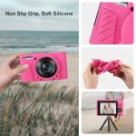 Canboc Case for Canon PowerShot SX740 SX730 HS Digital Camera, 1* Hard Carrying Case + 1* Soft Silicone Protective Cover with Removable Lens Cover, Rosered (Case Only)