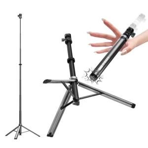 Leekai LK56 Auto Open Tripod Extendable 83" with 1/4" Quick-Release for Cameras Video Lights Phones Selfie Stick Live Vlog Stand Lightweight Content Creator Essentials Aluminum Alloy and ABS