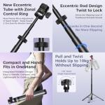 Leekai LK56 Auto Open Tripod Extendable 83" with 1/4" Quick-Release for Cameras Video Lights Phones Selfie Stick Live Vlog Stand Lightweight Content Creator Essentials Aluminum Alloy and ABS