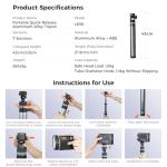 Leekai LK56 Auto Open Tripod Extendable 83" with 1/4" Quick-Release for Cameras Video Lights Phones Selfie Stick Live Vlog Stand Lightweight Content Creator Essentials Aluminum Alloy and ABS