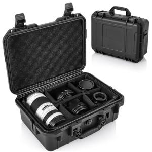 Relaxweex 13.6 x 9.8 x 5.4 Inches Waterproof Camera Hard Case with DIY Customizable Dividers Portable Protective Case for Camera Drones Equipments Tools Test Instruments,Black