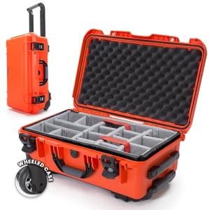 NANUK 935 Hard Case with Padded Divider – Waterproof Equipment Case with Wheels, 22” x 14” x 9” – Dustproof and Impact Resistant, Airline Carry-On Approved – Orange