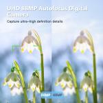 IGXHAVIZ 8K Digital Cameras for Photography Autofocus, WiFi 88MP Vlogging Camera with Dual-Lens, Flash, 16X Digital Zoom, Touch Screen, Travel Camera Anti-Shake with Lens Hood, 64GB Card,2 Batteries