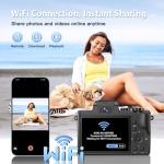 IGXHAVIZ 8K Digital Cameras for Photography Autofocus, WiFi 88MP Vlogging Camera with Dual-Lens, Flash, 16X Digital Zoom, Touch Screen, Travel Camera Anti-Shake with Lens Hood, 64GB Card,2 Batteries