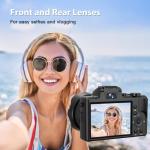 IGXHAVIZ 8K Digital Cameras for Photography Autofocus, WiFi 88MP Vlogging Camera with Dual-Lens, Flash, 16X Digital Zoom, Touch Screen, Travel Camera Anti-Shake with Lens Hood, 64GB Card,2 Batteries