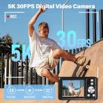 5K Digital Camera for Photography, WiFi 64MP Autofocus Dual Lens Vlogging Camera with Touch Screen, 6X Optical Zoom Compact Point and Shoot Cameras for YouTube, 32GB Card,2 Batteries,Black