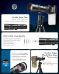 Evil Eye 20-60X Zoom Telephoto Lens, High Power HD Telephoto Phone Lens with Tripod and Universal Phone Clip for iPhone 16/15/14/13 Series, Samsung, Android Phone and Most Smartphone