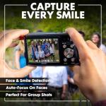 Minolta 48MP Digital Camera with Rear Selfie Lens – 4K Ultra HD Video, 2.8" LCD Screen, 16X Digital Zoom, Autofocus, Slow Motion, Time Lapse, Filters, Scene Modes, 32GB Card Included (Black)