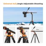 K&F CONCEPT 90''/230cm Overhead Camera Tripod, Horizontal Shooting Video Tripods with Fluid Head Heavy Duty 10KG Load Capacity, Detachable Monopod, for Indoor and Outdoor Use T254A7+FH-03