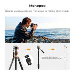 K&F CONCEPT 90''/230cm Overhead Camera Tripod, Horizontal Shooting Video Tripods with Fluid Head Heavy Duty 10KG Load Capacity, Detachable Monopod, for Indoor and Outdoor Use T254A7+FH-03
